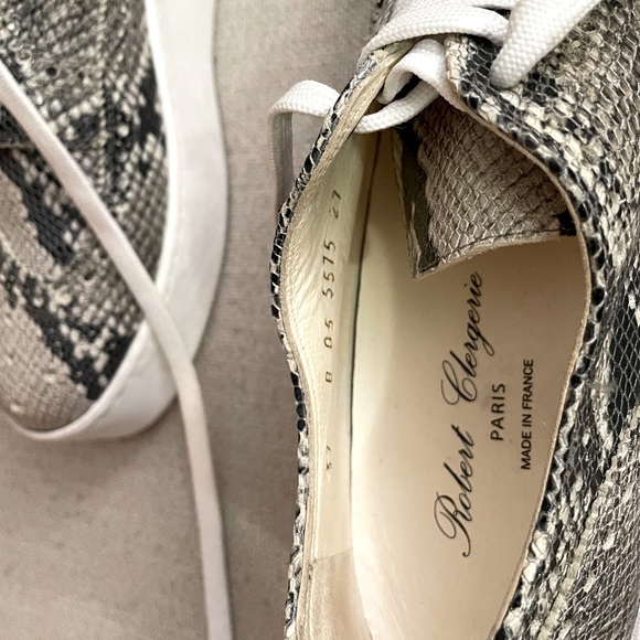 Robert Clergerie Grey Python Embossed Leather Platform Sneakers - Picture 3 of 4